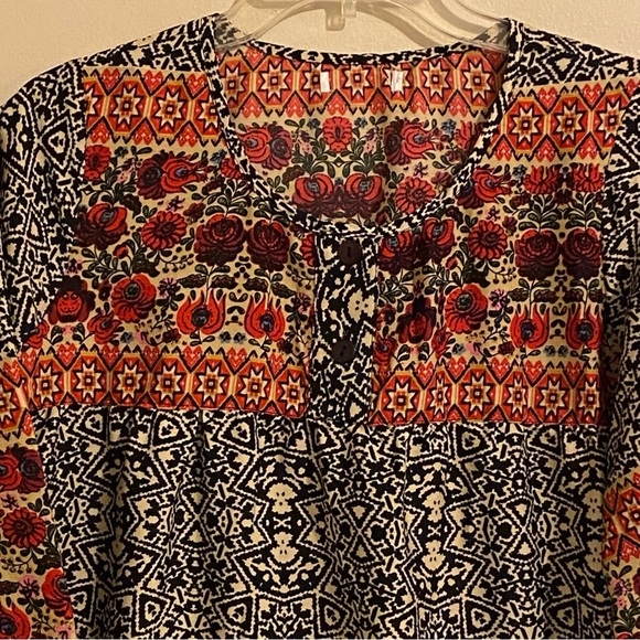 Women’s Size S Boho Peasant Blouse India Mixed Pattern 3/4 Sleeve - Picture 3 of 10